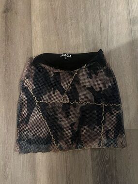 I.AM.GIA Black and Brown Mesh Mini Skirt